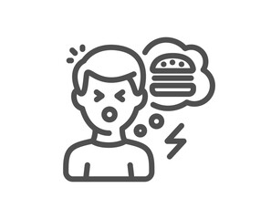 Hungry line icon. Food appetite sign. Starving person symbol. Quality design element. Linear style hungry icon. Editable stroke. Vector