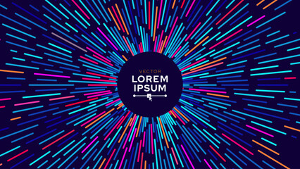 Abstract Circular Geometric Background. Starburst Dynamic Lines Rays. Science Fiction Space Travel, Hyper Warp, Teleport, Hyper Speed of Light Jump Effect Concept. Speed Lines Vector Illustration. © ec0de