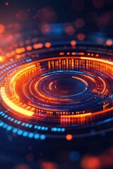 Futuristic radial charts glowing with layered business insights