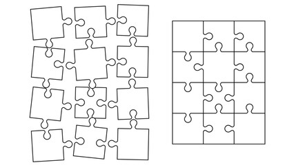 Jigsaw Puzzle Pieces Background. Puzzle Mosaic Grid. Vector Illustration.