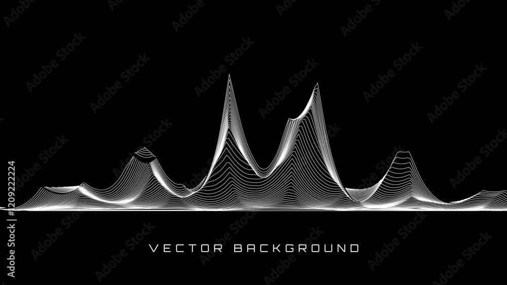 Poster Wave Thin Lines Curve Pattern Background. Minimal Contour Lines Texture. Abstract Vector Illustration.