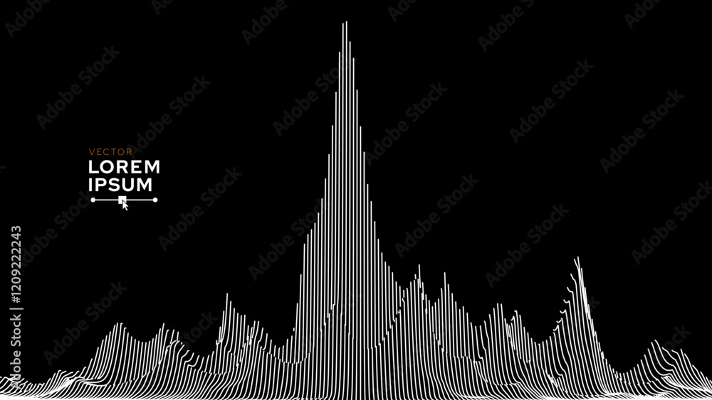 Poster Wave Thin Lines Curve Pattern Background. Minimal Contour Lines Texture. Abstract Vector Illustration.