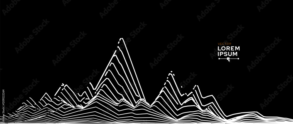 Aufkleber Wave Thin Lines Curve Pattern Background. Minimal Contour Lines Texture. Abstract Vector Illustration.