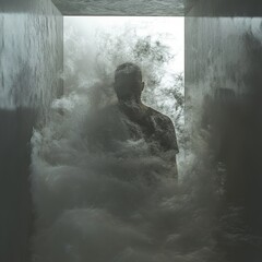 Obraz premium Enigmatic Figure in a Haze: A Surreal Digital Art