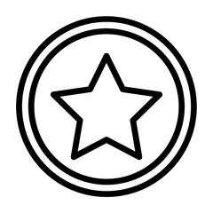 Star Circle Vector Line Icon Design