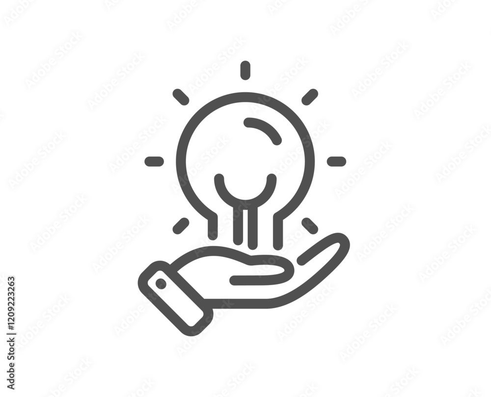 Poster solution line icon. idea light bulb sign. smart decision symbol. quality design element. linear styl