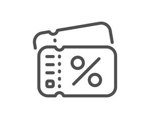 Voucher line icon. Gift coupon sign. Discount offer ticket symbol. Quality design element. Linear style voucher icon. Editable stroke. Vector