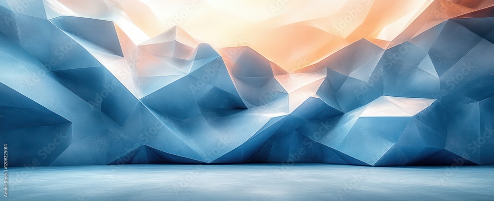 Poster abstract geometric background in blue and white with dynamic shapes and minimalist design for modern
