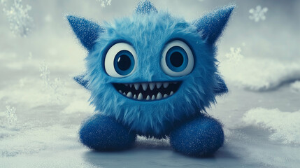 Adorable Blue Fluffy Winter Monster