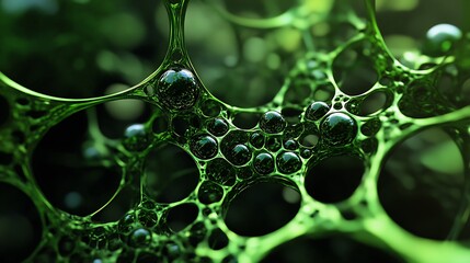 Abstract Green Cellular Structure: A Microscopic Dive into Nature's Intricate Design