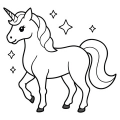 Obraz premium Easy to Color Unicorn Outline for Children