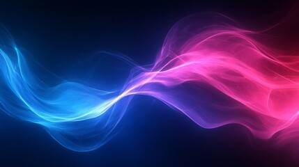 Fototapeta premium Pink blue glowing gradient wave on dark background, vibrant noise texture header, Generative AI