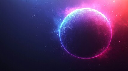 Obraz premium Purple blue gradient sphere on dark background, grainy texture poster design, Generative AI