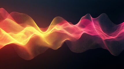 Fototapeta premium Red yellow glowing gradient wave on black background, vibrant noise texture poster, Generative AI