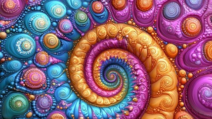 Vibrant Abstract Spiral Artwork Colorful Swirls Fractal Design Psychedelic Patterns Digital Art