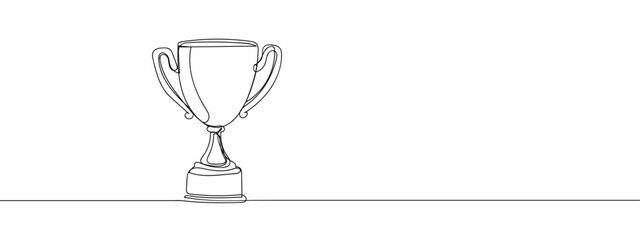 one line connected trophy success business illustration line art vector illustration with transparent background editable stroke.