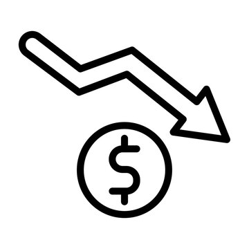 Failure Arrow Vector Line Icon Design