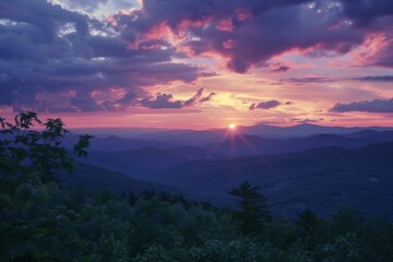 sunset over the mountains