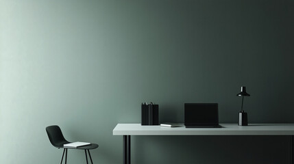 Modern minimalist workspace with laptop