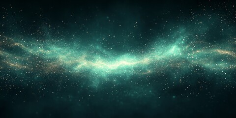 Green teal glowing gradient on dark background, retro grainy texture banner, Generative AI