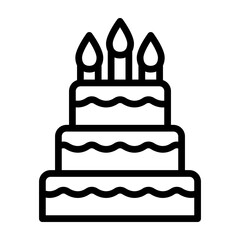 Birthday Cake Vector Line Icon Design