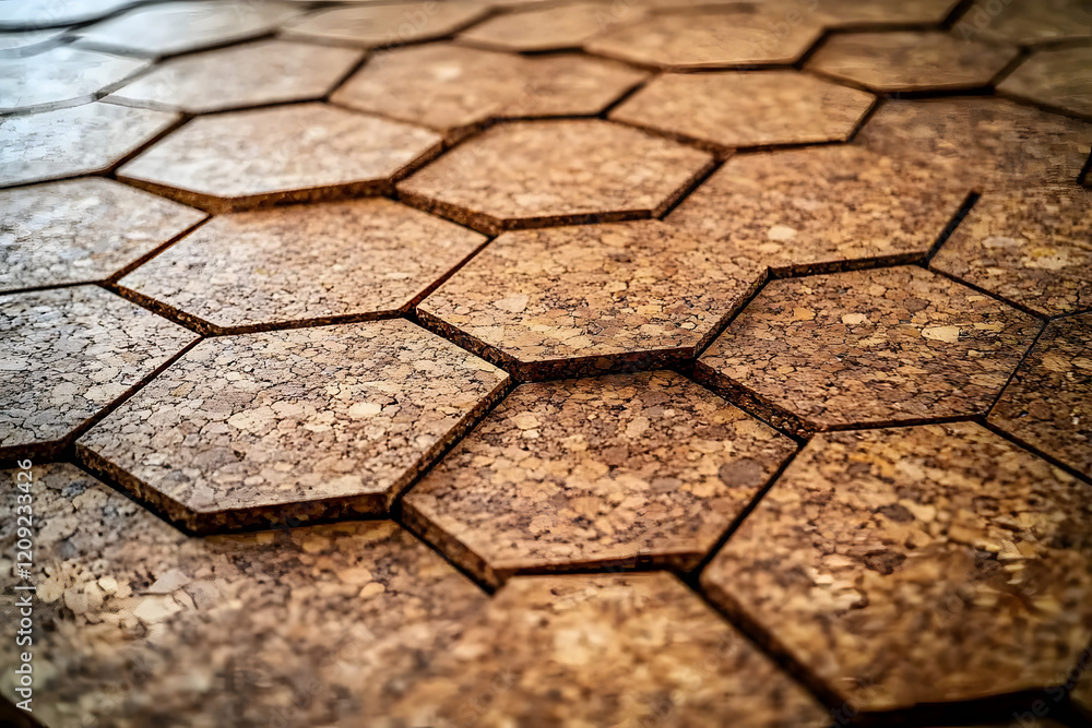 Aufkleber close-up view of cork flooring with hexagonal pattern