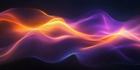Fototapeta premium Orange purple glowing gradient wave on dark background, vibrant noise texture, Generative AI