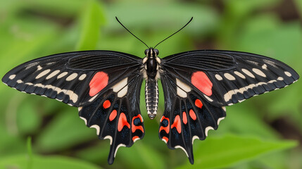 Stunning Close-up of a Black and Red Butterfly