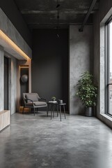 Fototapeta premium Industrial dark style interior design, 3D rendering