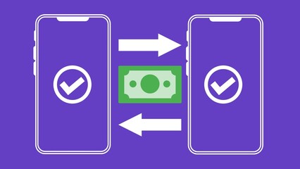 Financial business money concept banner design illustration background with icons, geometric shapes and vibrant colors.  Finance ideas composition greeting cards for social media presentation and ads