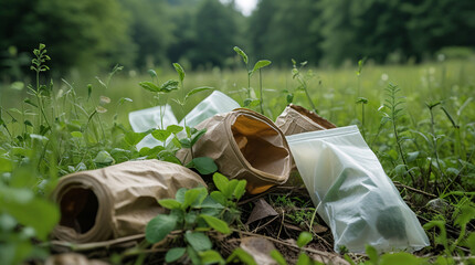 Fototapeta premium The Natural Decay of Biodegradable Materials in Forests and Meadows