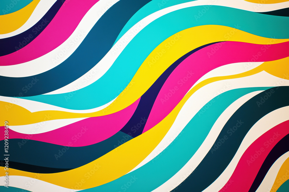 Poster whimsical zebra stripe pattern in bright colors creating a playful and vibrant effect on a smooth su