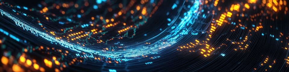 Digital tornado of price action data, swirling indicator lights