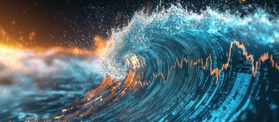 Digital tsunami wave of market data forming into trend channels
