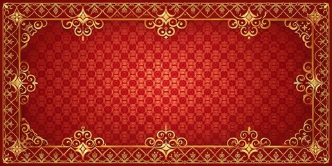 Elegant Red and Gold Ornate Frame Design for Luxurious Invitations and Announcements