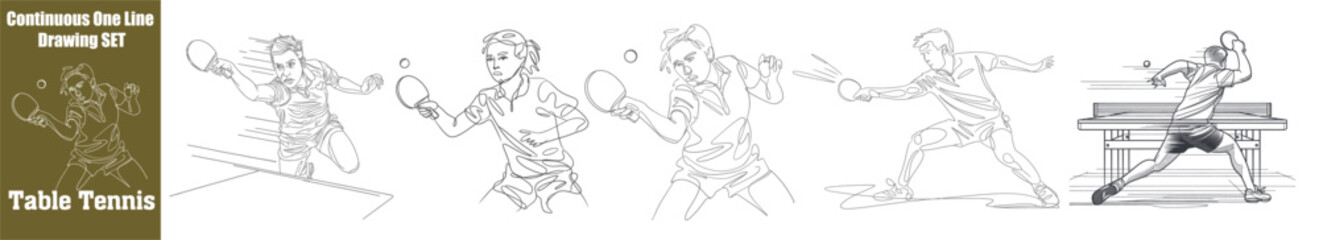 Table Tennis sports Continuous One Line Drawing Vector Art 