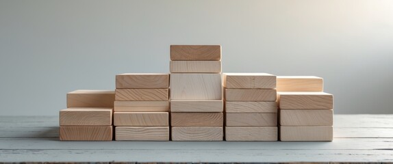 Balanced Wooden Blocks on Gray Wooden Surface