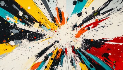 Abstract Radiating Colorful Paint Splatter Explosion