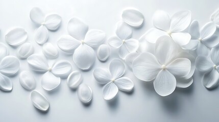 Delicate white petals and blossoms arranged artfully