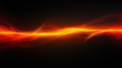 Obraz premium Red orange yellow glowing gradient wave on dark grainy background, abstract poster, Generative AI