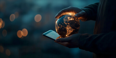 Fototapeta premium hologram on smartphone
