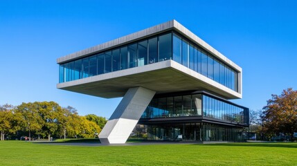 Modern Architectural Marvel Featuring Glass and Concrete Design