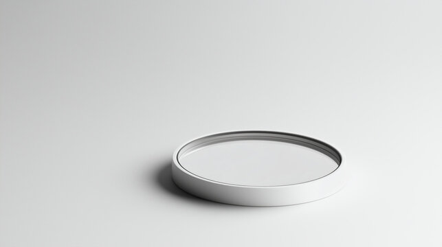 A minimalist image of one magnifying glass on a plain, white table