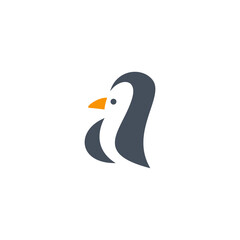 letter a and penguin vector logo