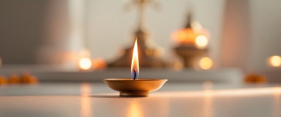 Candle flame illuminating a sacred space during a festive occasion symbolizing devotion and spirituality