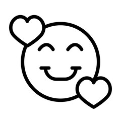 Smiling Face Vector Line Icon Design