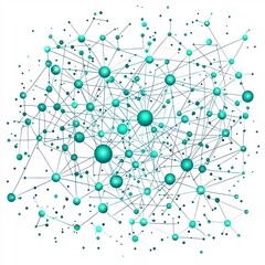 Glowing green AI neural network design sprawling across a white background