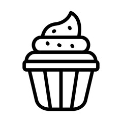 Cupcake with Sprinkles Vector Line Icon Design