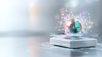 Fototapeta premium Innovative technology showcase digital space graphic design futuristic environment close-up view data visualization concepts