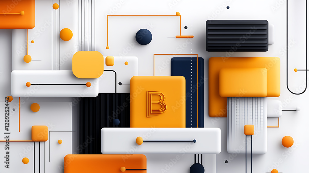 Aufkleber dynamic geometric composition featuring bold shapes and lines modern abstract art studio environment